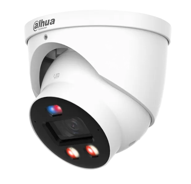 White security camera with 'Dahua' branding on a light gray background