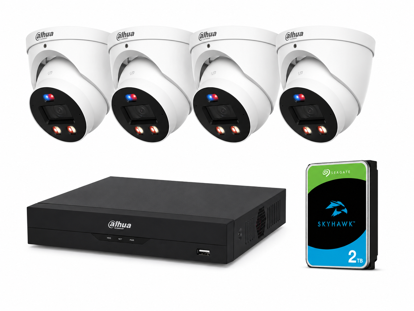 Dahua 4 Camera 8MP TiOC Pro WizColor AI PoE CCTV Security System | 2TB HDD Included