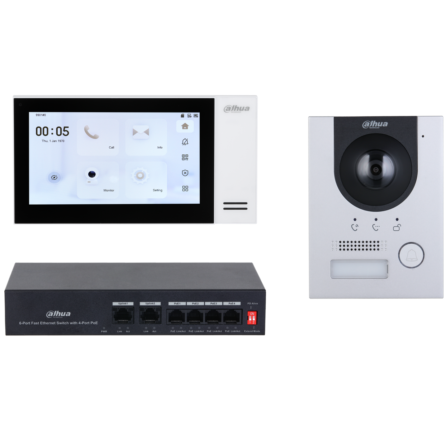 Dahua KTP01L 7" Touch Screen IP Video Intercom Kit Surface Mount Kit