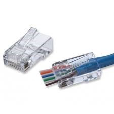 Cat6 Thru EZ RJ45 50U Gold-Plated Connectors – 100 Pack