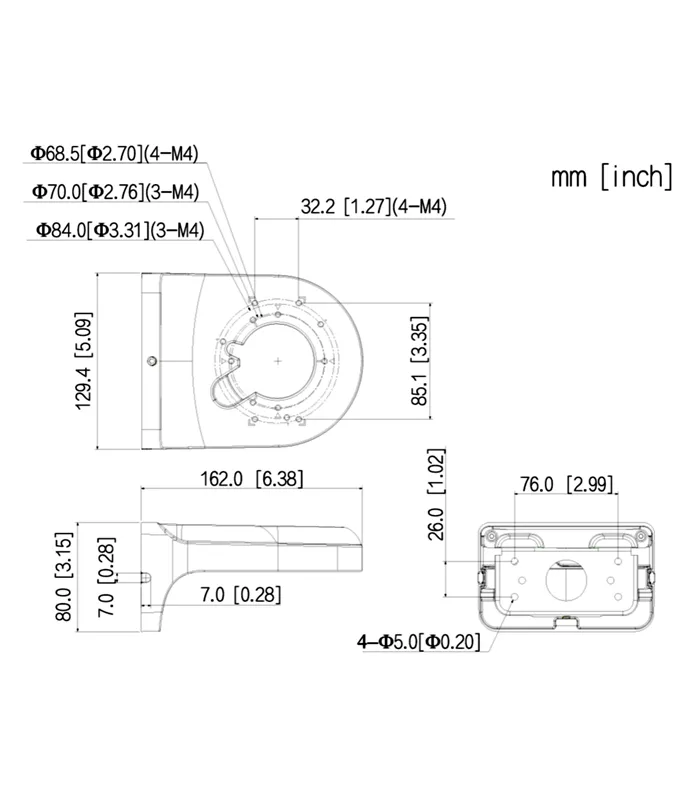 Dahua PFB2204W-B Black Wall Mount Bracket – genuine Dahua camera mounting accessory